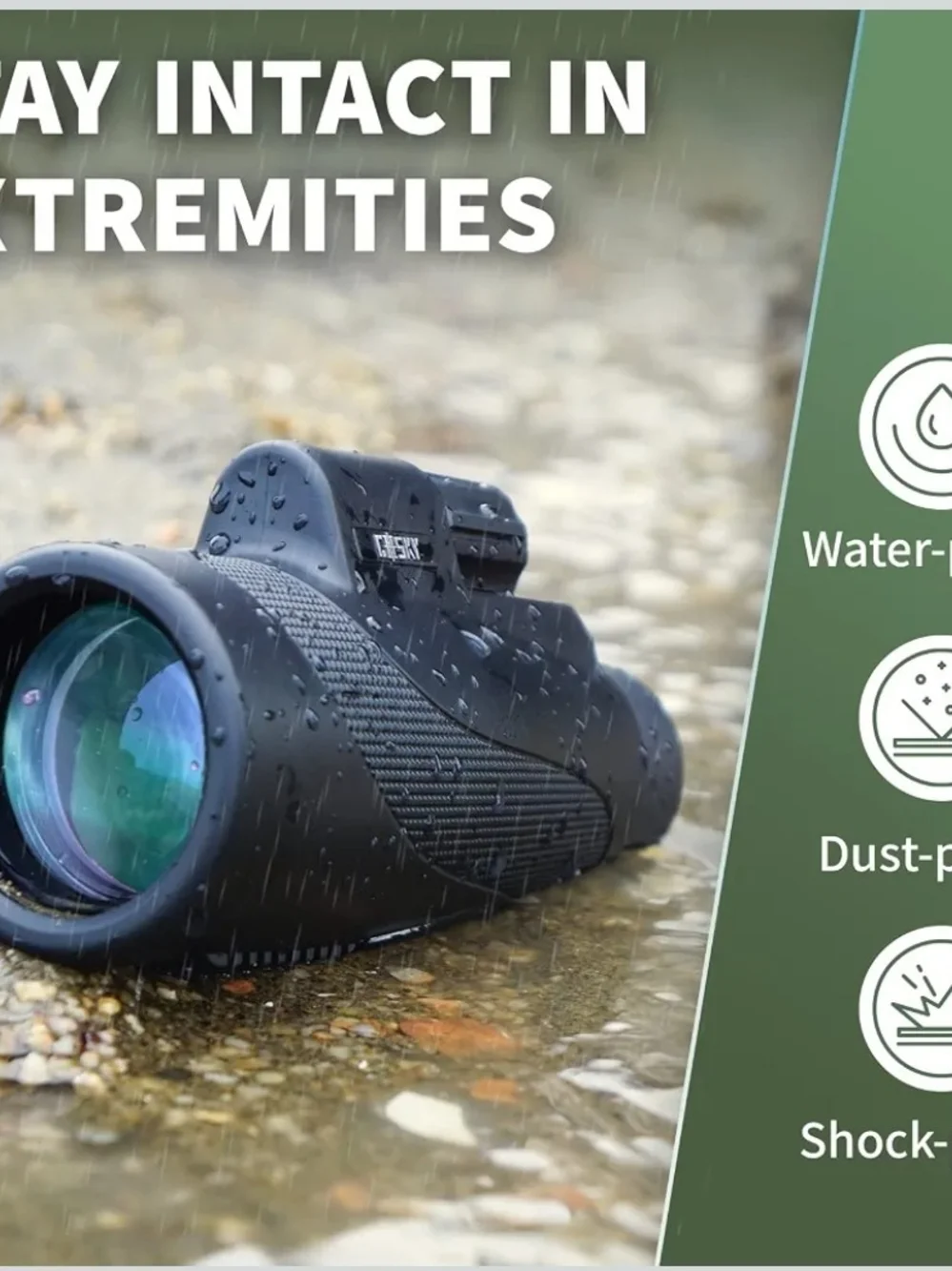 Gosky Titan 12x50 Monocular Telescope BAK4 FMC Waterproof w/ Smartphone Holder
